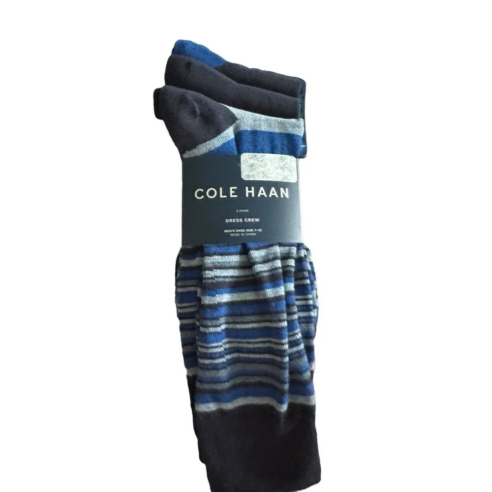 Cole Haan Men's‎ Dress Crew Socks 3 Pair Black Blue Men’s Shoe Sz 7-12